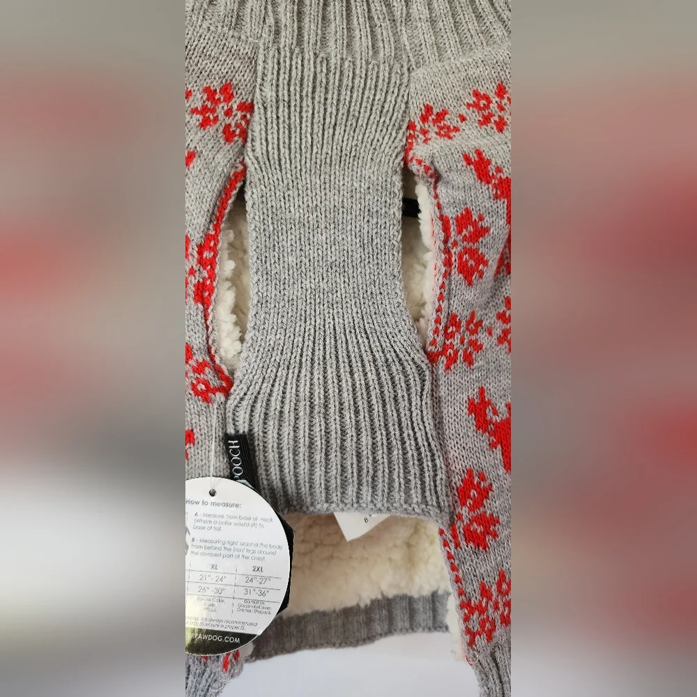 Silver Pooch Large Dog Reindeer Christmas Sherpa‎ Lined Sweater sz Small NWT